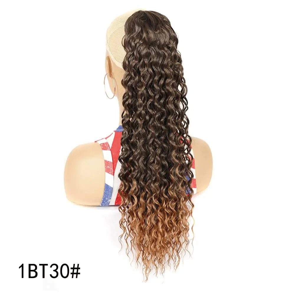 Showlu Fashion elastic net drawstring wig with high-temperature silk hair, European-American chemical fiber style, adjustable fit