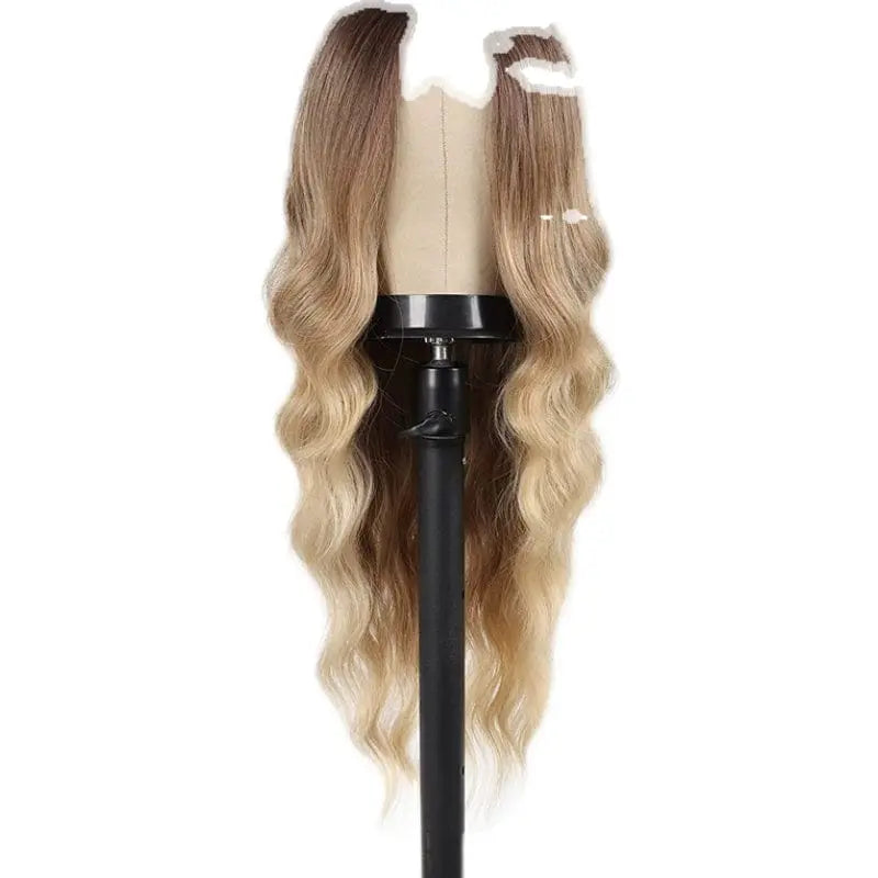 European-style long curly cosplay wig by Showlu Fashion, featuring high temperature silk wave hair and natural wave texture.