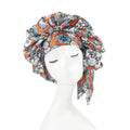 Showlu Store Nation African print satin bonnet with adjustable wide band, elastic head wrap, ideal for nighttime sleep and hair protection.
