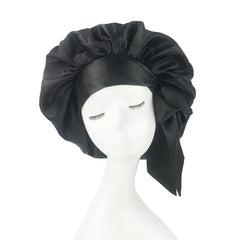 Showlu Store Nation 0 black Extra Large African Pattern Print Satin Bonnet Women Night Sleep Cap Adjustable Wide Band Elastic Head Wrap Hair Bonnet Hat
