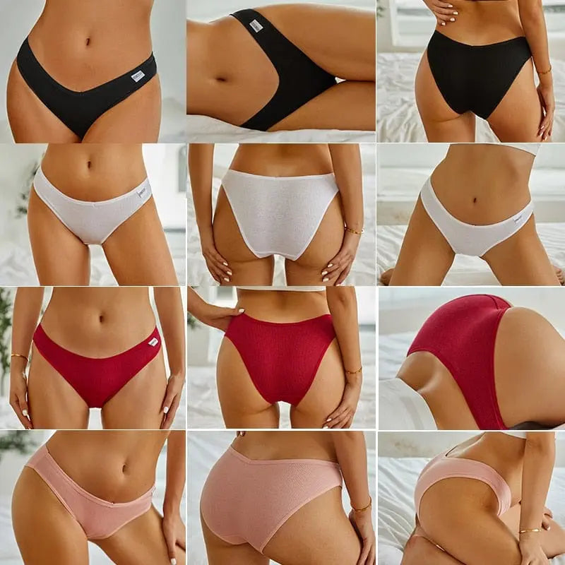FINETOO women's cotton lace panties 3-pack, low-rise sexy briefs, comfortable female underwear, Showlu Fashion Store