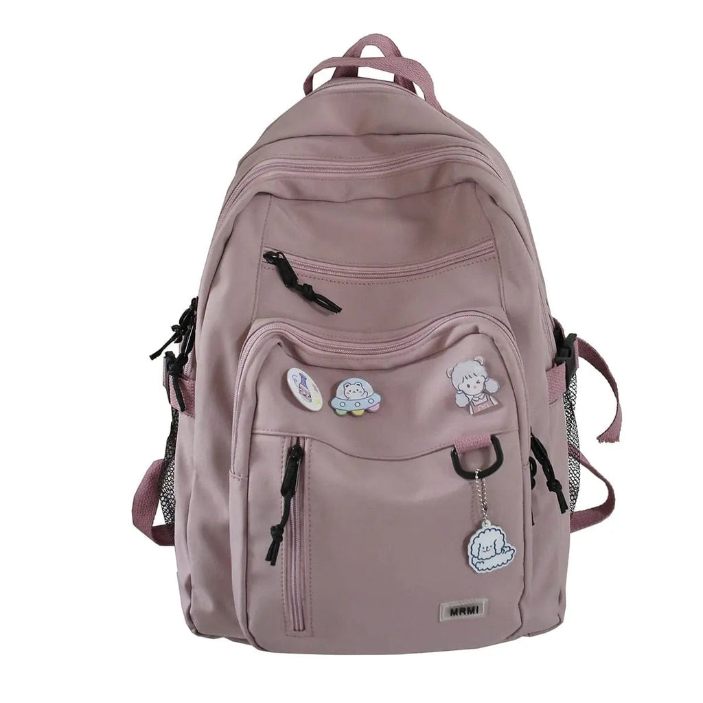 High-capacity nylon school backpack for women with laptop sleeve, stylish and functional Showlu Fashion Store rucksack for students.