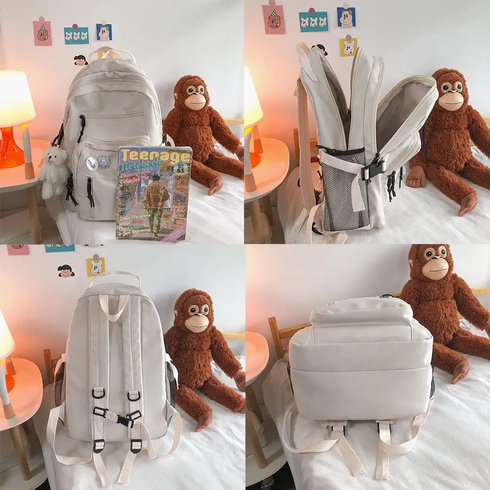 Showlu Fashion Women's high-capacity nylon school backpack with laptop sleeve, stylish and functional for students and travelers.