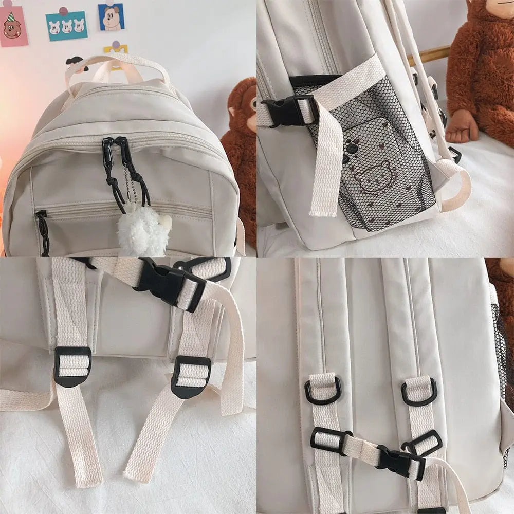 Showlu Fashion Women's high-capacity nylon school backpack with laptop sleeve, stylish and functional for students and travelers.