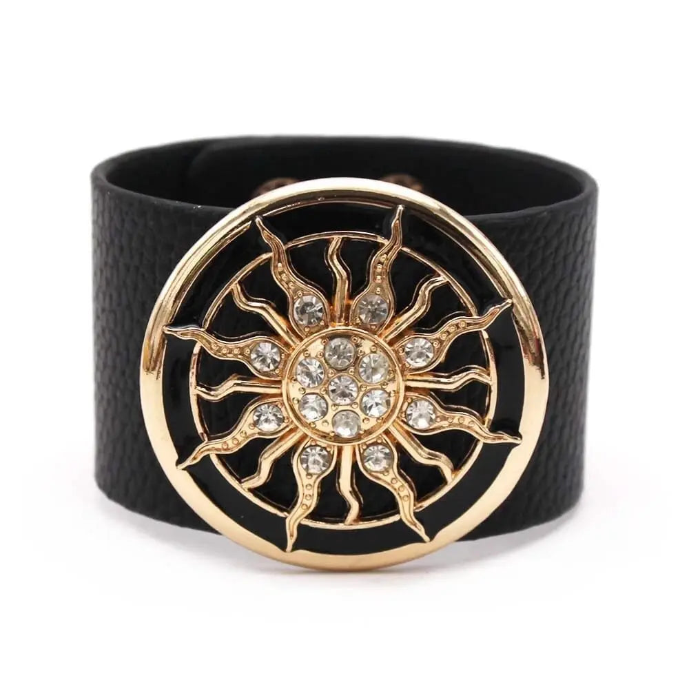 Leopard print leather wrap bracelet with geometric V charm, stylish cuff jewelry for women by Showlu Store Nation