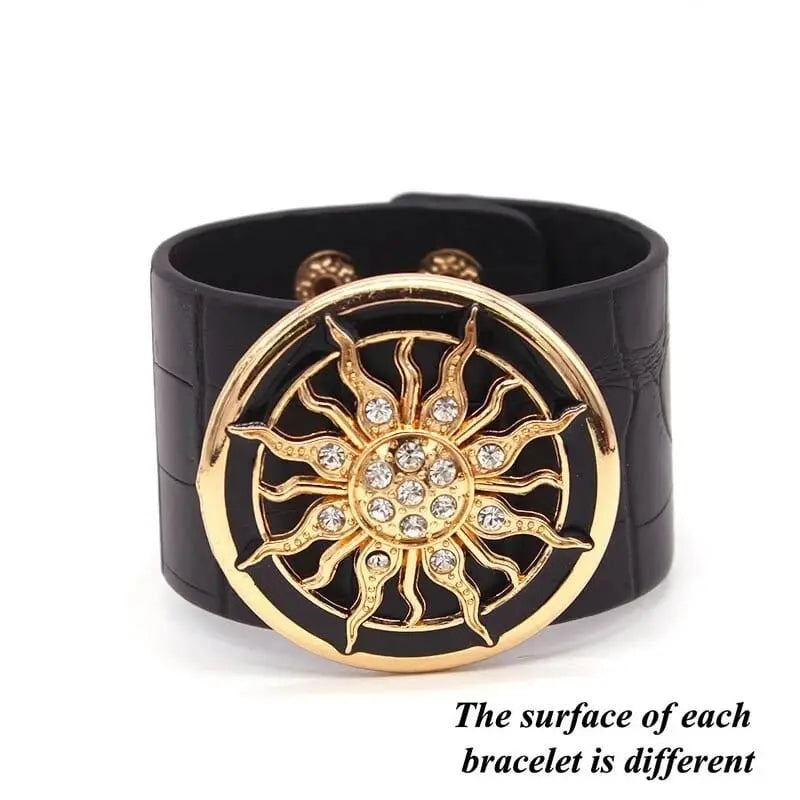 Leopard print leather wrap bracelet with geometric V charm, stylish cuff jewelry for women by Showlu Store Nation
