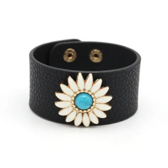 Leopard print leather wrap bracelet with a geometric V charm, stylish cuff jewelry for women by Showlu Store Nation.