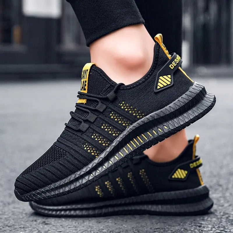 Men's breathable mesh walking sneakers by Showlu Fashion, lightweight casual shoes for summer with comfortable lace-up design.