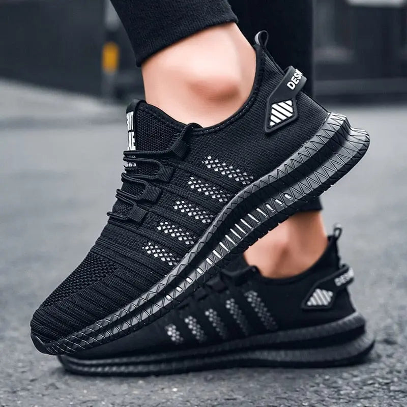 Men's breathable mesh walking sneakers by Showlu Fashion, lightweight summer shoes with casual lace-up design and comfortable fit.