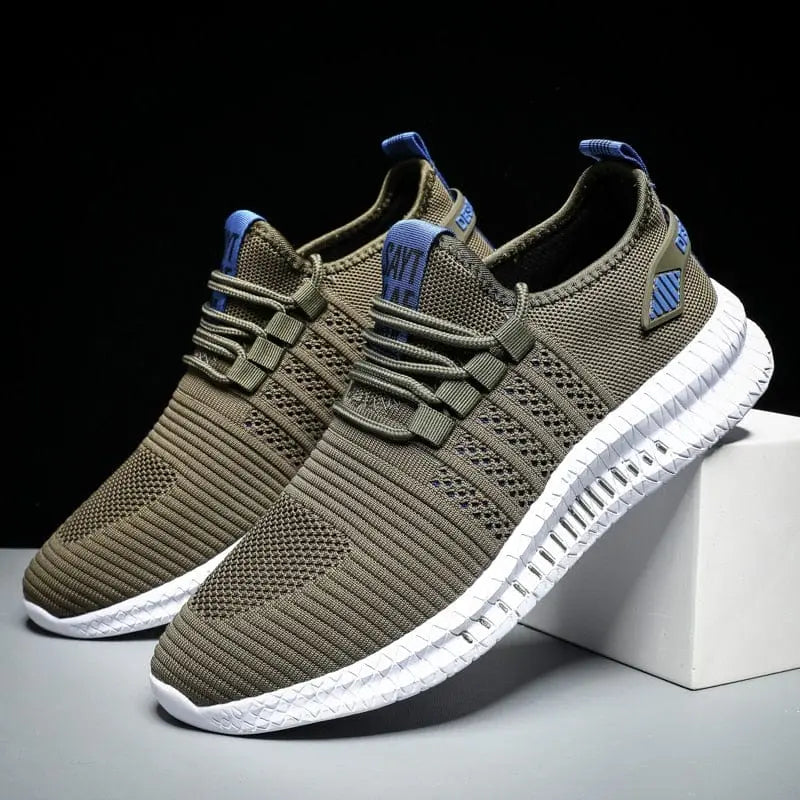 Men's breathable mesh walking sneakers by Showlu Fashion Store, lightweight casual shoes for summer, with lac-up design.