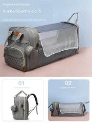 Fashion New Mummy Bag Mother and Baby Go out Lightweight Multifunctional Foldable Crib with Baby Large Capacity Backpack - SHOWLU FASHION STORE