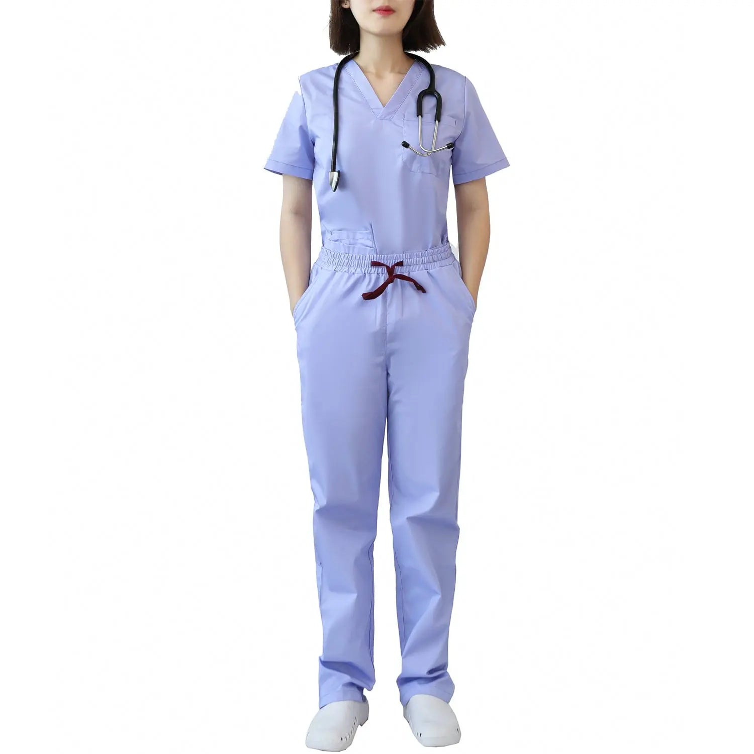 Showlu Women's modern hospital nurse uniform set with fashionable scrubs, nursing tops, and comfortable design for healthcare professionals.