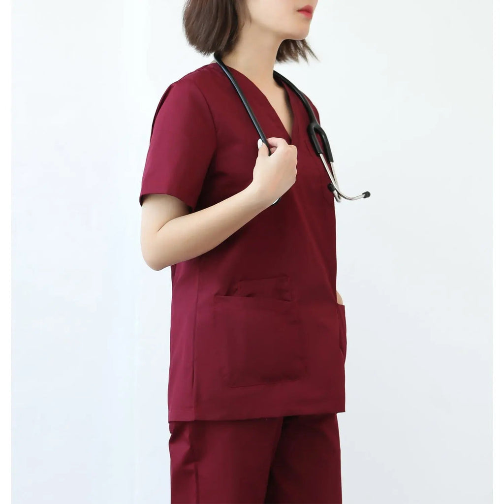 Showlu Women's modern hospital nurse uniform scrub set with comfortable design, nursing tops, and breathable fabric for healthcare professionals.