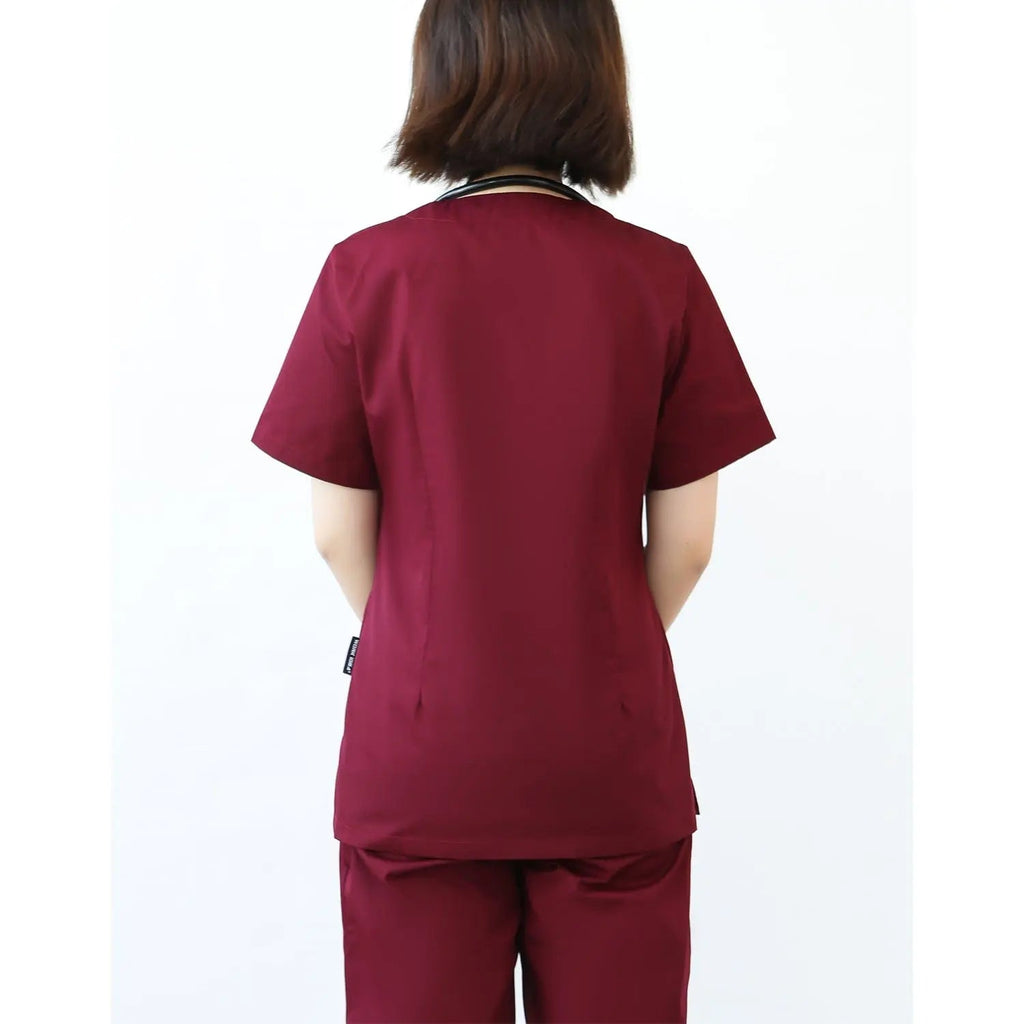 Showlu Women's modern hospital nurse uniform scrub set with comfortable nursing tops and fashionable design for healthcare professionals.