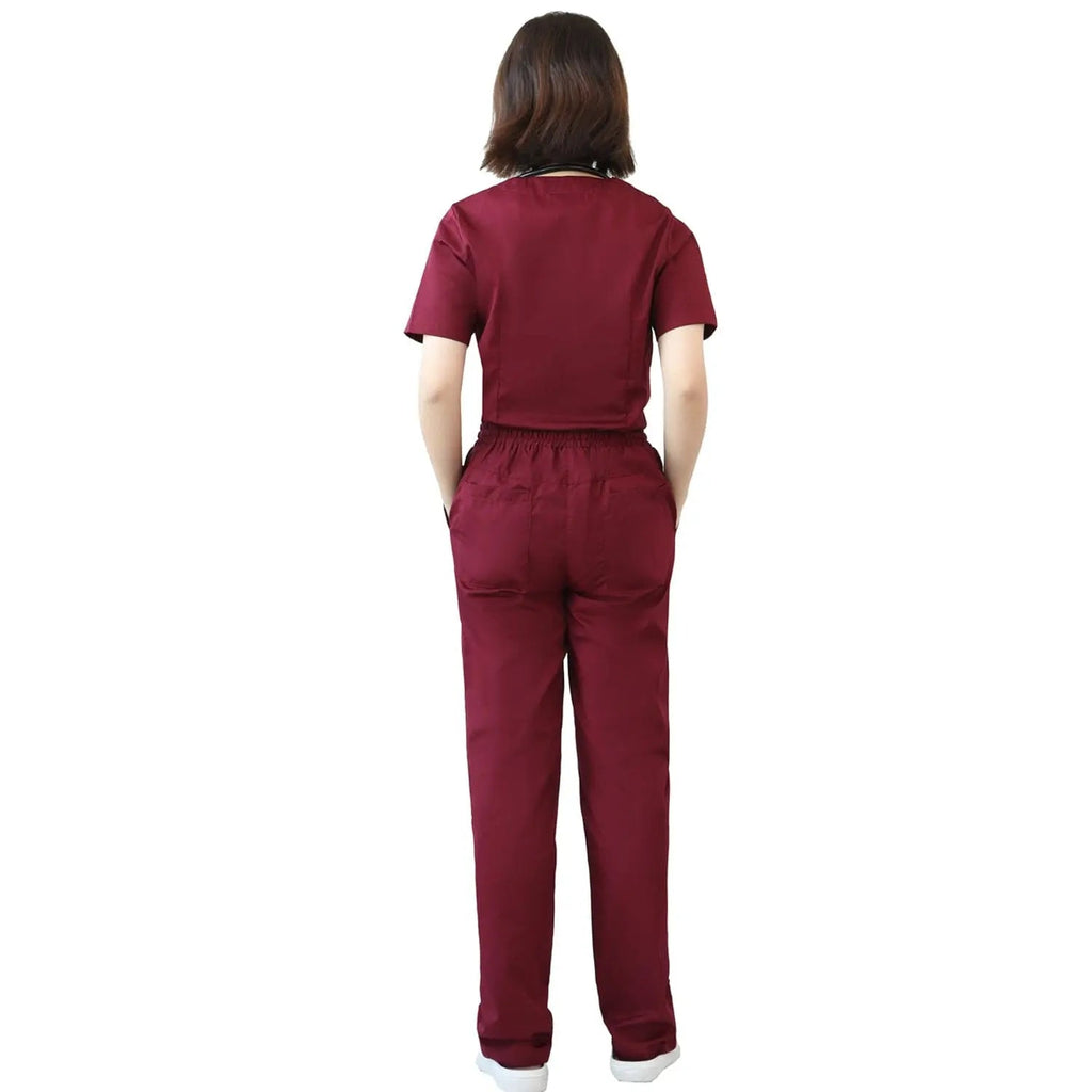 Showlu Women's modern hospital nurse uniform set with comfortable scrub tops and pants, designed for nursing and breastfeeding.