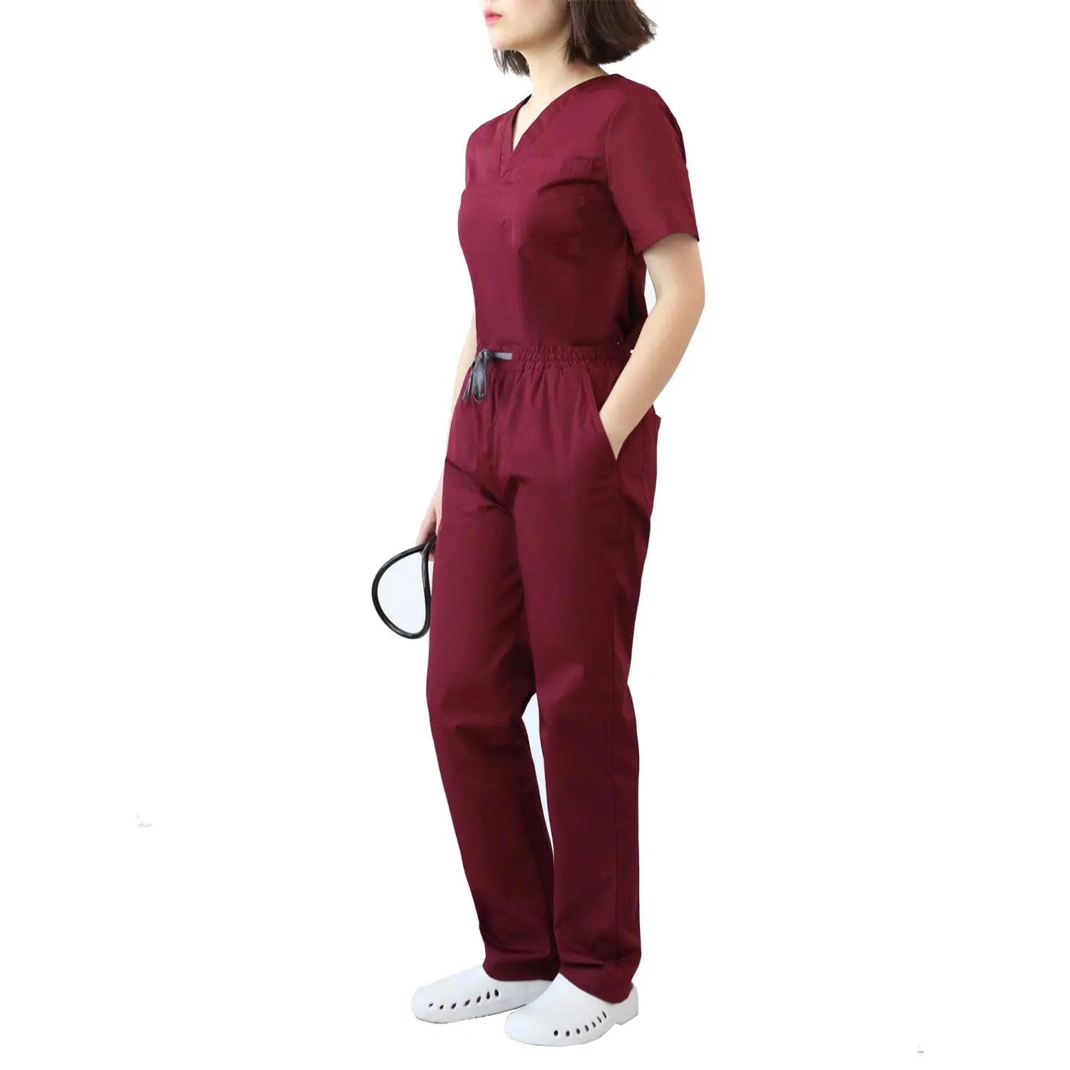 Showlu Women's modern hospital nurse uniform set featuring comfortable scrubs and nursing tops for women, suitable for breastfeeding.