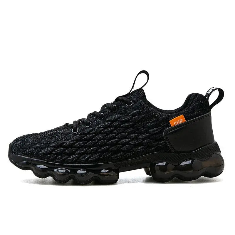 Men's knitted athletic sneakers with lightweight, breathable TPU outsole, casual walking style, in a stylish sporty design.