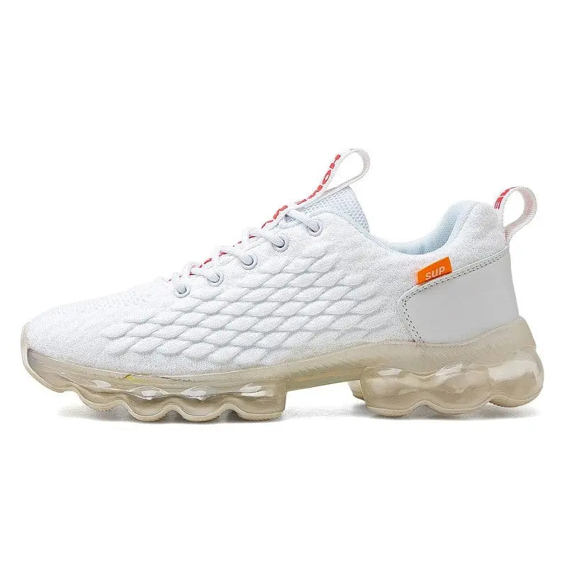 Showlu men's knitted athletic sneakers with lightweight breathable TPU soles, casual walking shoes for active men.