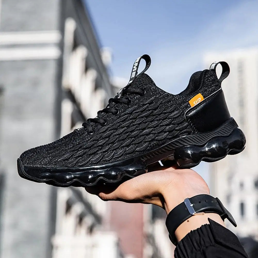 Showlu men's knitted athletic sneakers with lightweight breathable TPU outsole, casual sport shoes for walking and active wear