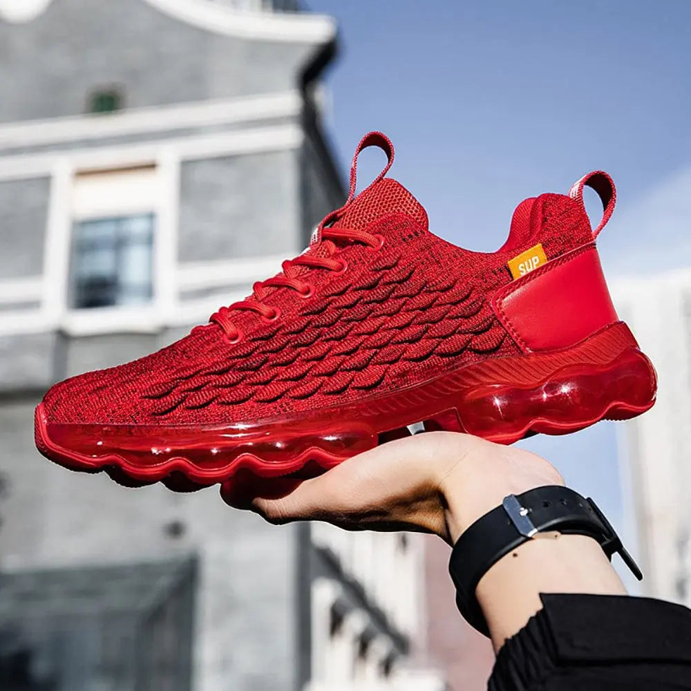 Men's knitted athletic sneakers with lightweight breathable TPU outsoles, designed for casual walking and sports activities by Showlu.