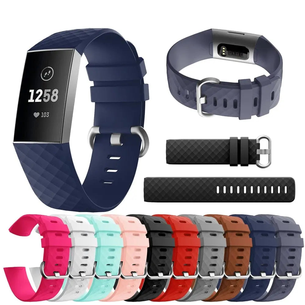 Fitbit Charge 3 Frontier silicone replacement wrist band strap in large and small sizes by Showlu Fashion Store.