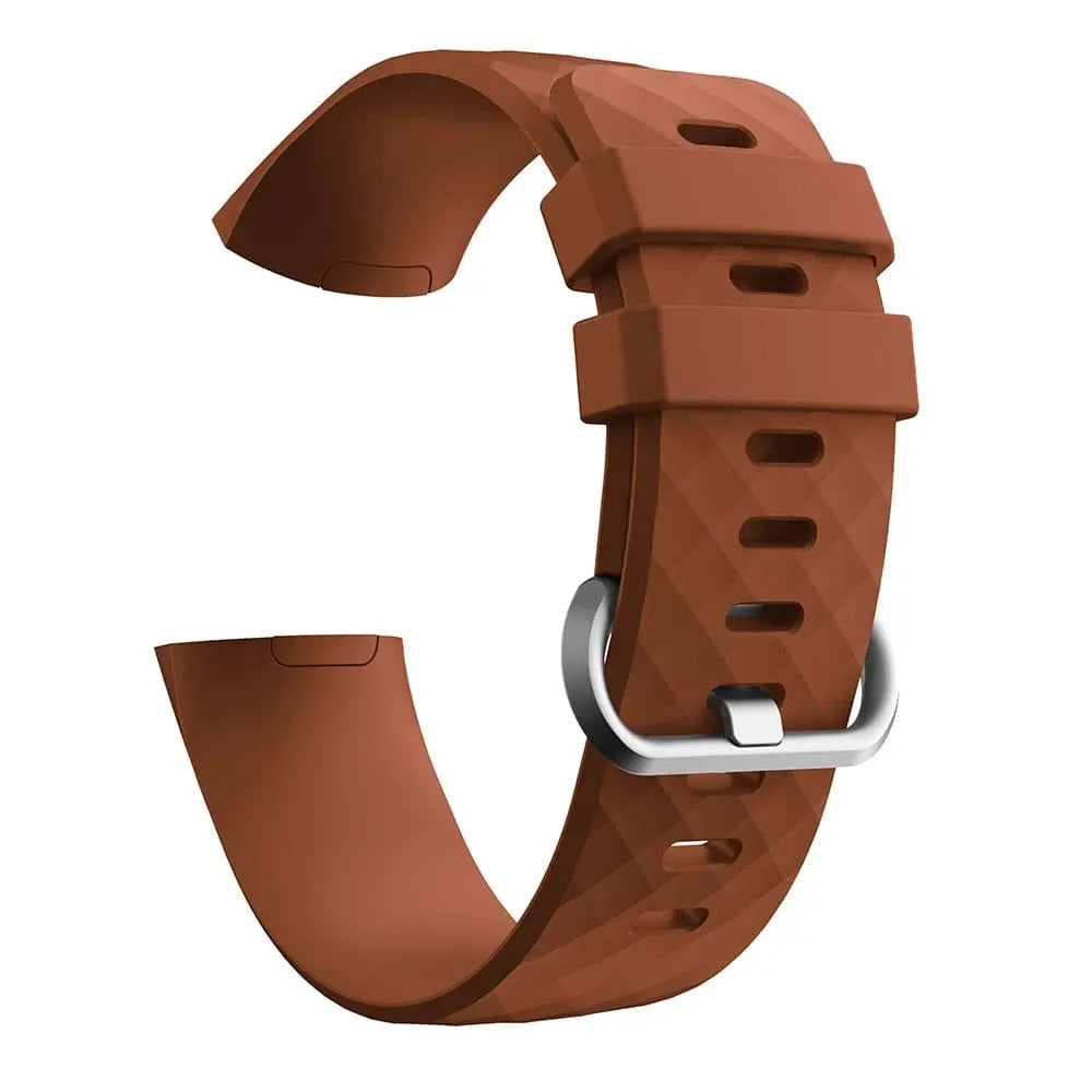 Fitbit Charge 3 Frontier silicone replacement wrist band strap in large and small sizes, shown in black with adjustable design.