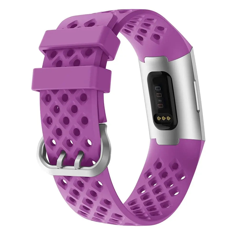 Breathable silicone replacement wrist strap for Fitbit Charge 3 Frontier, showing a Showlu Fashion Store product image