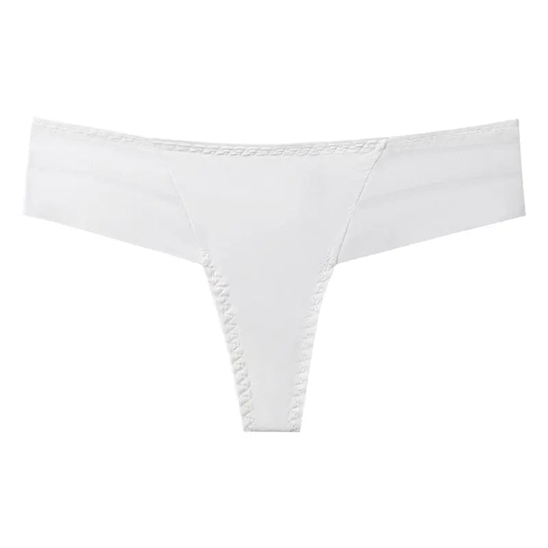 Seamless, low-rise transparent G-string thong for women by Anel Demosthene, showcasing smooth, sexy lingerie with minimal coverage.