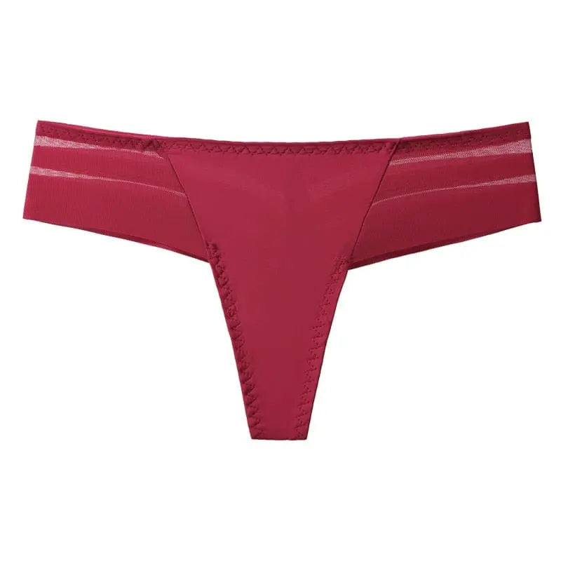 Anel Demosthene Women's seamless low-rise G-string thong in transparent, sexy Brazilian lingerie style.