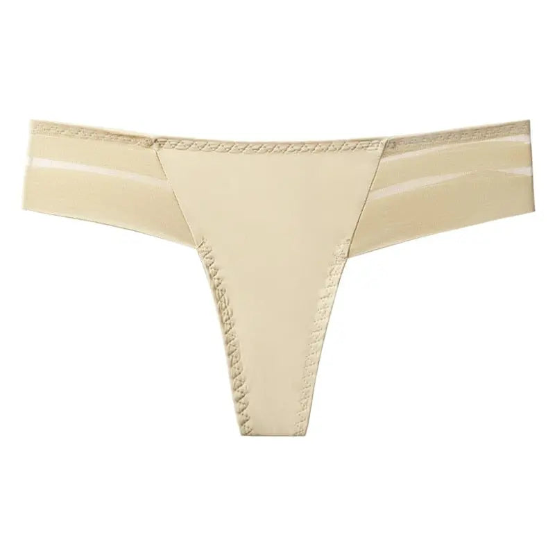 Seamless transparent women's G-string thong from Mimicoo, low-rise design with minimal coverage and sexy lingerie style.