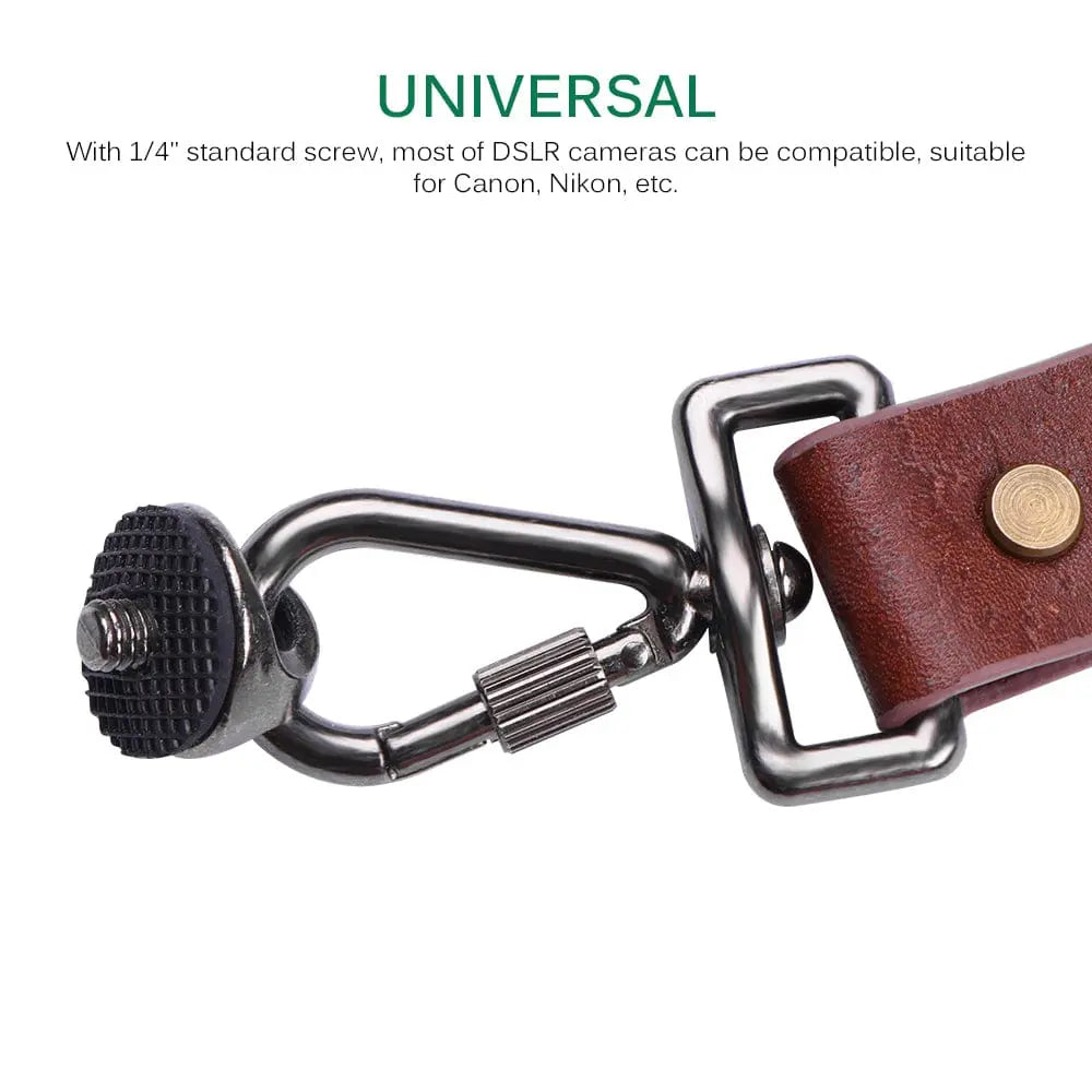 Teal Simba adjustable brown cowhide leather camera shoulder strap with sturdy design and padded comfort for secure camera carrying.