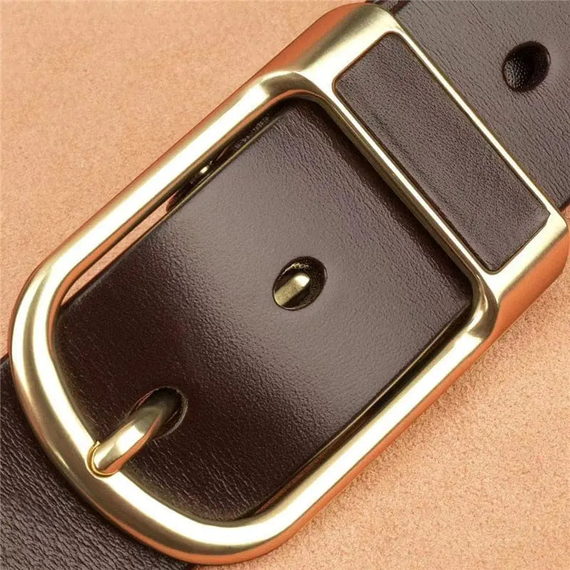 Genuine cowskin leather men's belt with a high-quality buckle, casual and business style, from Showlu Fashion Store.