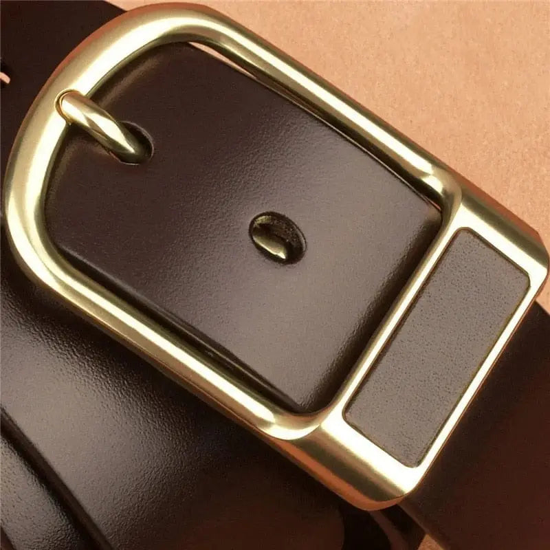 Men's genuine cowskin leather belt with high-quality buckle, casual and business style, from Showlu Fashion Store.