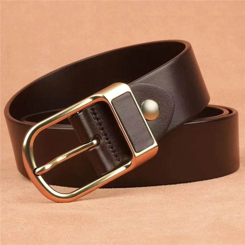 Genuine cowskin leather men's belt with high-quality buckle, casual and business style, from Showlu Fashion Store