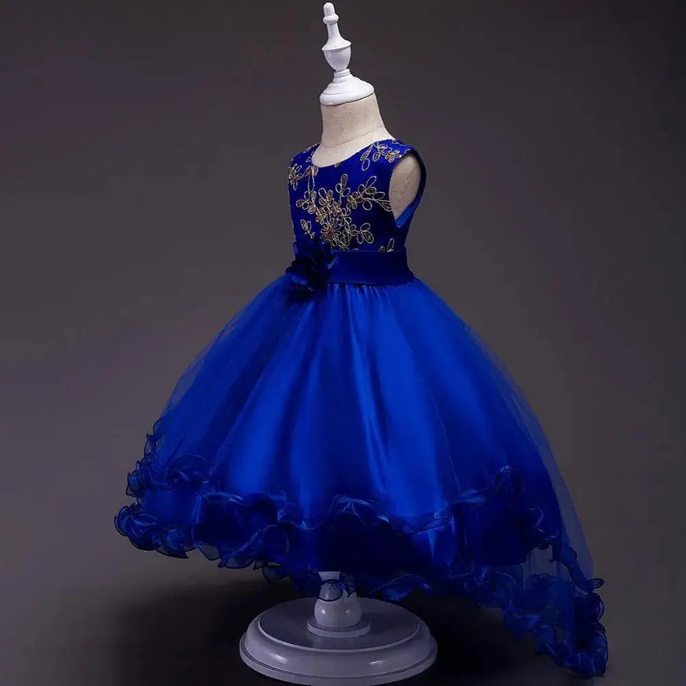 Girls' floral embroidery princess tutu dress by Showlu Fashion Store, featuring elegant design for wedding, party, and special occasions.