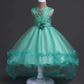 Girls' floral embroidery princess tutu dress by Showlu Fashion Store, featuring a delicate design for wedding, party, or special occasions.