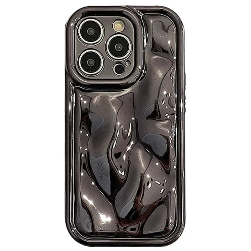 Glossy laser meteorite texture iPhone case by Showlu Fashion Store with sleek plating and durable design.