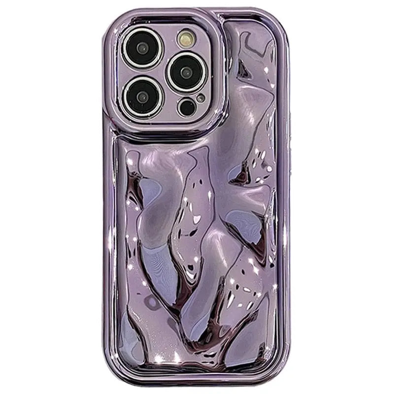 Showlu glossy laser meteorite texture iPhone case with metallic plating, designed for model protection and stylish appearance