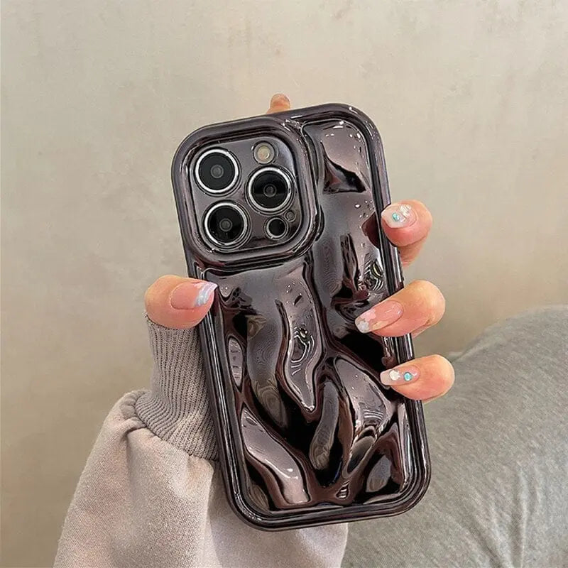 Glossy laser meteorite texture iPhone case by Showlu Fashion Store with durable plating finish and sleek design.