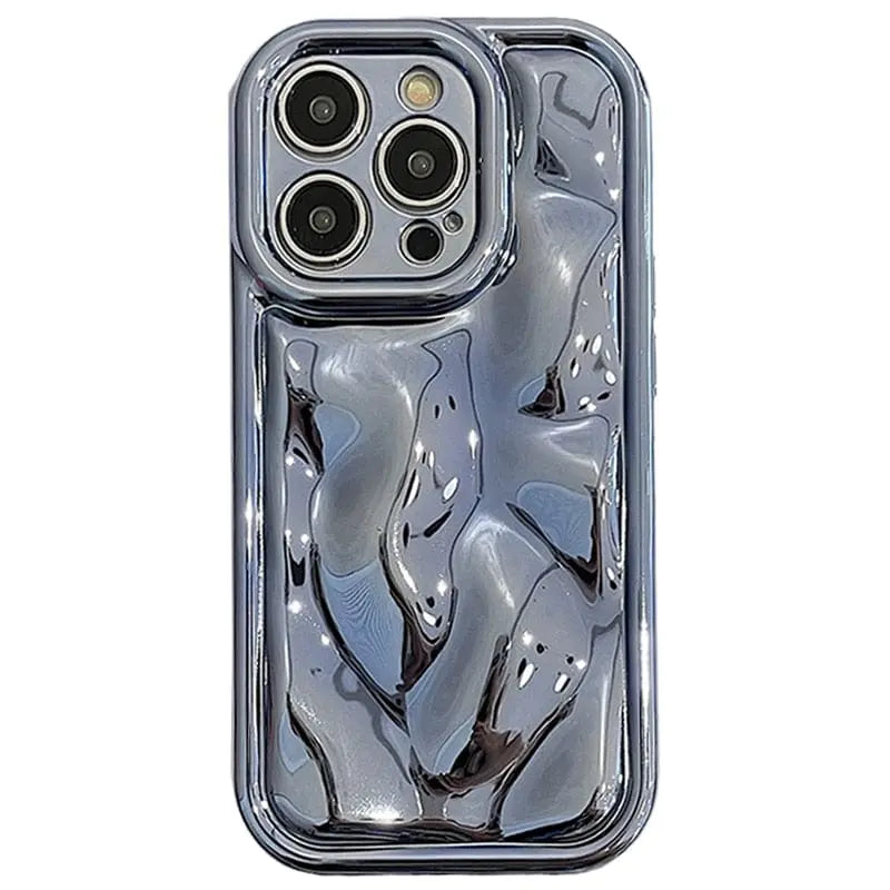 Showlu glossy laser meteorite texture iPhone case with plating finish, designed for various iPhone models.