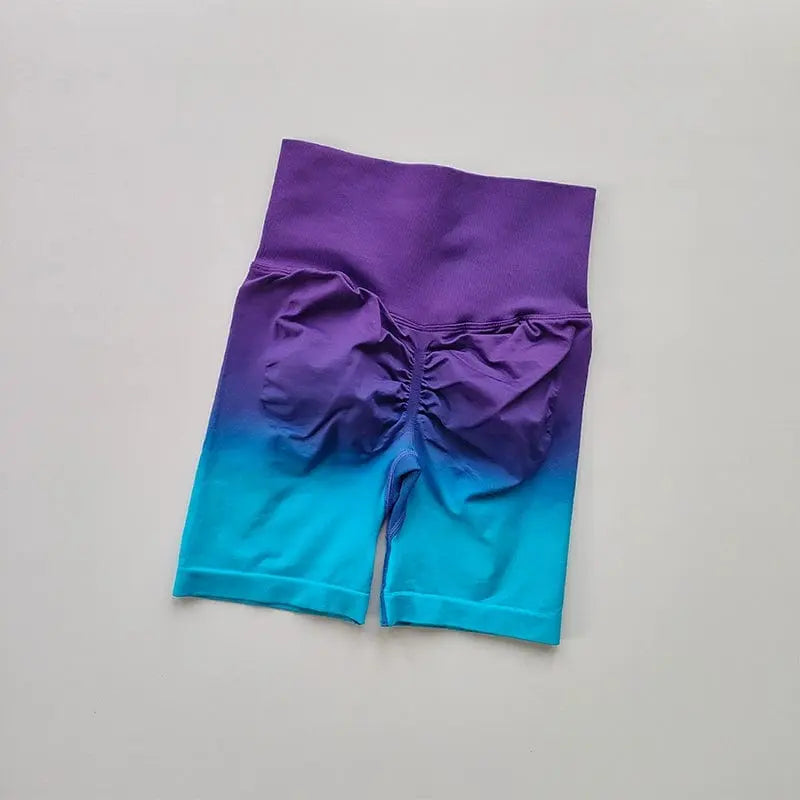 Showlu Women's high waist gradient cycling shorts with seamless design and hip lift feature, ideal for active fitness wear.