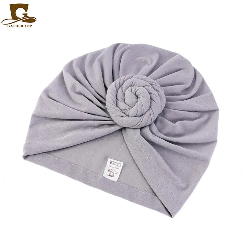 Women’s cotton turban hat with knotted design, Muslim hijab head covering, chemo cap, and hair accessory by Showlu Fashion Store