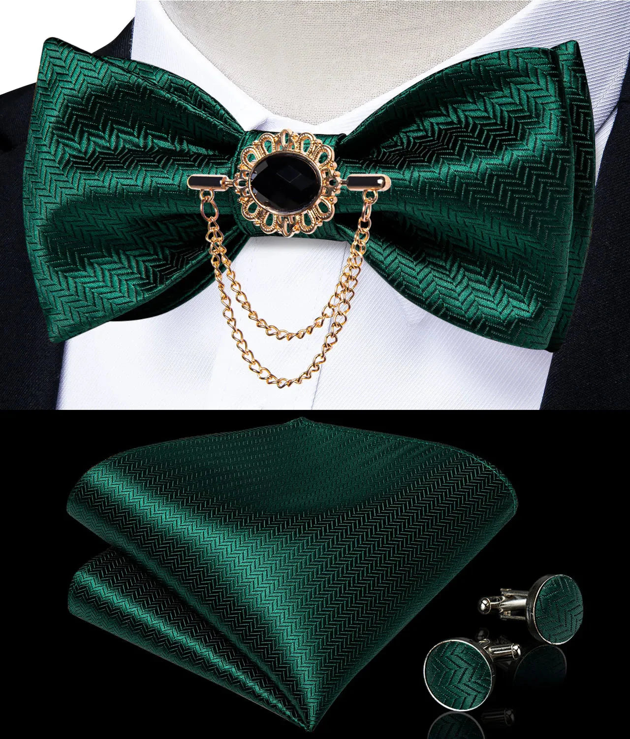 Pink plaid silk self-tie bow tie set with brooch and handkerchief, stylish accessory by SHOWLU FASHION STORE.