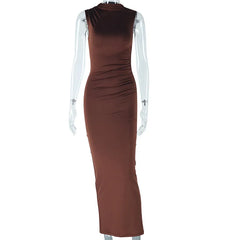 Milk Silk Elegant Woman Modest  Casual Summer Beachwear Sexy Sleeveless Bodyon Classic T Shirts Dresses for Women