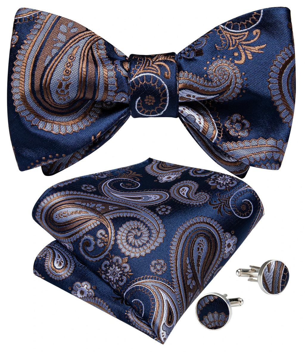 Brand New Men's Bow Tie Teal Green Blue Paisley Floral Silk Bow Tie Wedding Party Butterfly Bowknot Men Tie Accessories DiBanGu