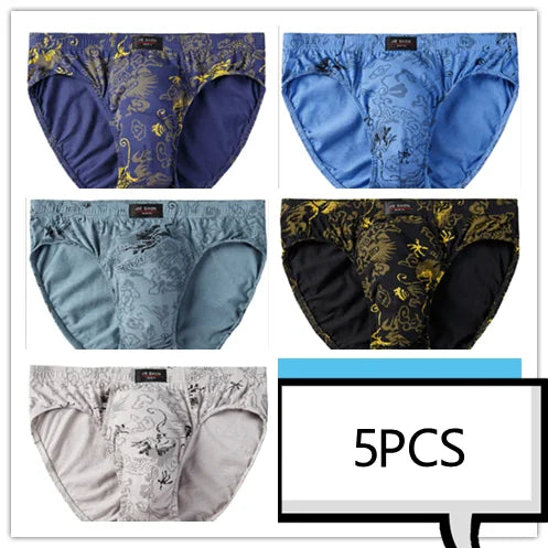 Showlu men's 100% cotton briefs in a 5-pack, solid knit underwear with a comfortable fit and classic design.