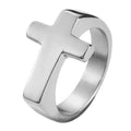 Unisex Rany&Roy cross ring made of 316L stainless steel, featuring a punk style band with a detailed cross design.