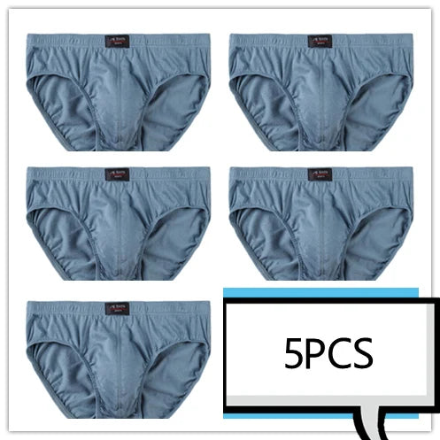 Showlu men's 100% cotton briefs in a 5-pack, solid knit underwear with a comfortable fit and soft fabric.