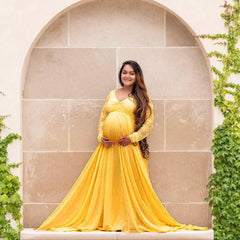 Classic Sexy Maternity Shoot DressesLong sleeve lace Pregnancy Photography Dress Lace Chiffon Pregnant Women Blue For Photo