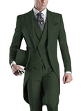 Men's slim fit wedding tuxedo suit with peaked lapel, 3-piece set, by SHOWLU FASHION STORE, featuring jacket, vest, and trousers.